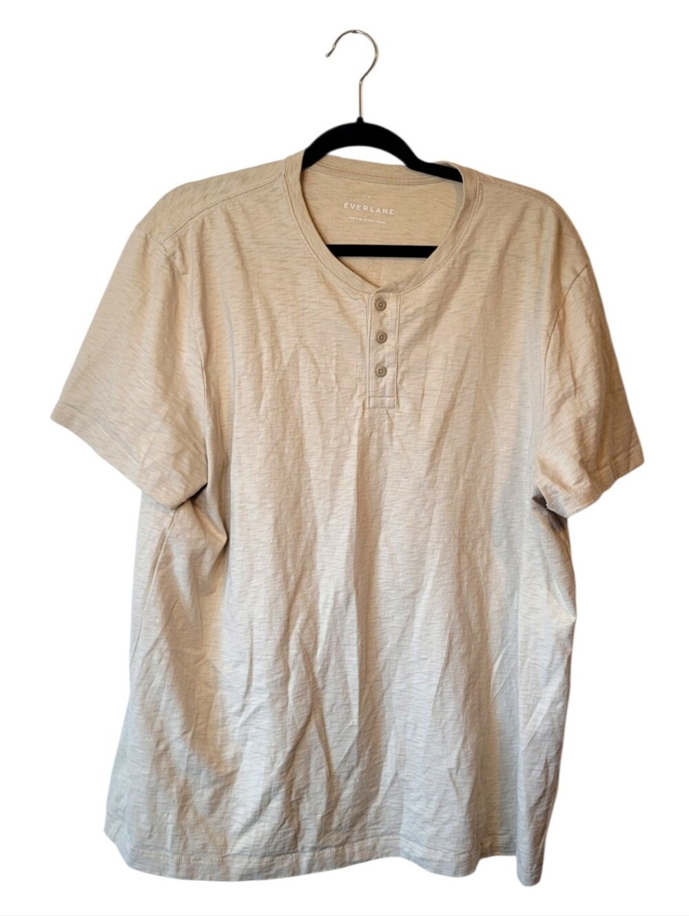 Everlane Cotton Light Tan Men’s Short-Sleeve Henley Size XL